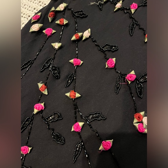 Vintage 90’s Y2K 100% Silk Dress Rose Vintage Beaded Dress Silk Slip Dress Fairy - Picture 4 of 17